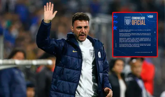 ¡Oficial! Alianza Lima anunció la salida de Mariano Soso para el 2025: "Le deseamos los mejores éxitos"