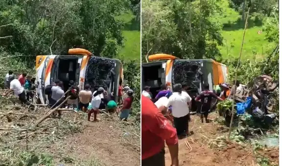 Bus de MovilBus que transportaba una promoción escolar se despista en Moyobamba: accidente deja 11 fallecidos y varios heridos