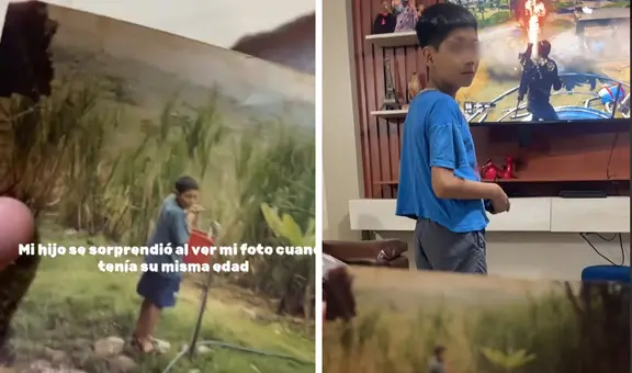 Padre le muestra una foto antigua de él a su hijo y usuarios quedan atónitos: “Es un viajero del tiempo”