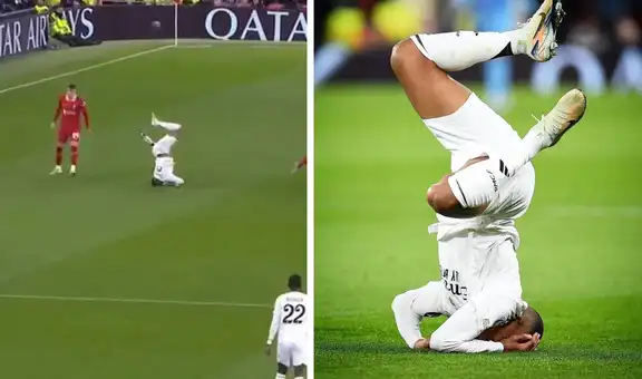 Mbappé y la imagen viral con la cabeza en el suelo: así quedó el francés tras chocar con Virgil Van Dijk