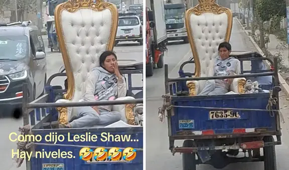 Peruana se luce en lujosa silla mientras se moviliza en motocarga: “Hay niveles”