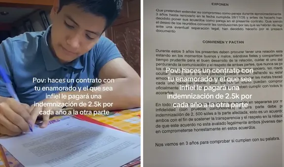 Pareja acuerda pagar S/2.500 al otro en caso de infidelidad y usuarios dicen: "Compartan el documento"
