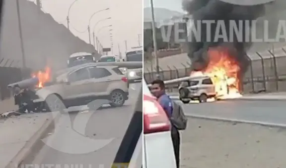 Reportan incendio de auto en av. Néstor Gambeta en Ventanilla: siniestro provocó un intenso tráfico
