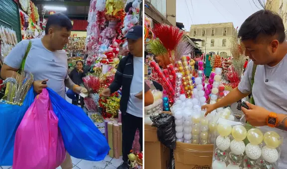 Youtuber visitó Centro de Lima y gastó S/2.000 en adornos de Navidad para decorar su árbol: "Están buenos los precios"
