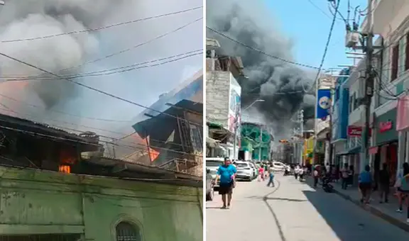 Fuerte incendio en Piura: llamas consumen casona que afecta sede del Poder Judicial en Sullana