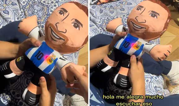Peruana sorprende a su novio con peluche de Messi que habla y contesta preguntas: “Usa IA”