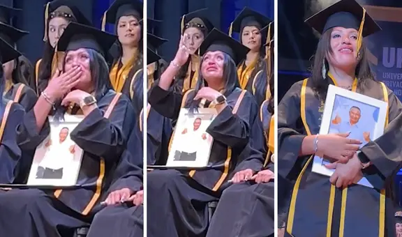 Joven llevó fotografía de su padre fallecido a graduación y conmueve en redes: “Me guía desde el cielo”