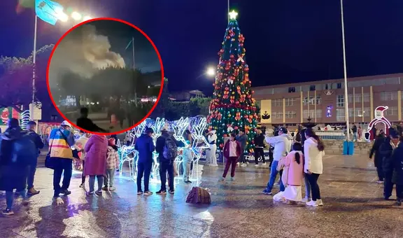 Encendido de árbol en Juliaca termina en amago de incendio durante celebración navideña en plaza de Armas