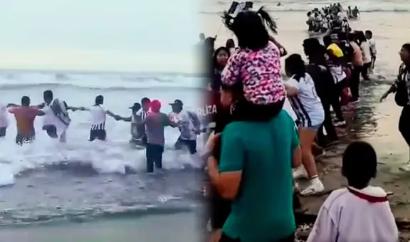 Hinchas de Alianza Lima salvan a dos personas de ahogarse en playa de Ventanilla: formaron cadena humana