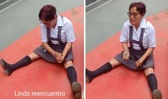 Peruana fue con su uniforme a reencuentro de promoción y se puso a jugar yaces: “Los años maravillosos”