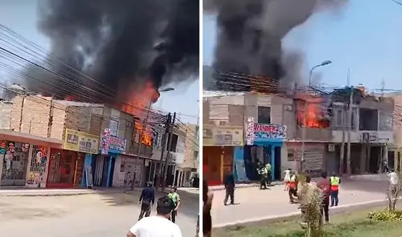 Fuerte incendio consume una vivienda en Lurín y moviliza a 6 unidades de bomberos a la Antigua Panamericana Sur