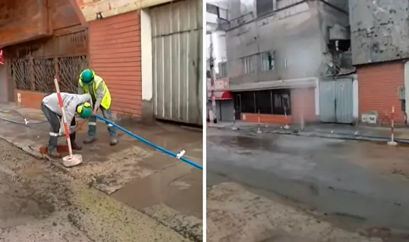 Se inunda calle en San Juan de Miraflores por tuberías provisionales de Sedapal: vecinos sin agua hace dos días se ven afectados