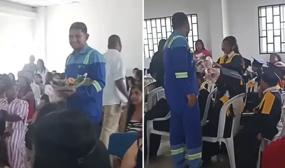 Hombre se escapó del trabajo para sorprender a su hija en graduación: "Un padre presente"