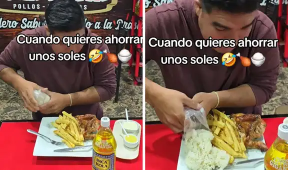 Peruano lleva su bolsa de arroz a pollería y usuarios dicen: “Miramos, pero no juzgamos”