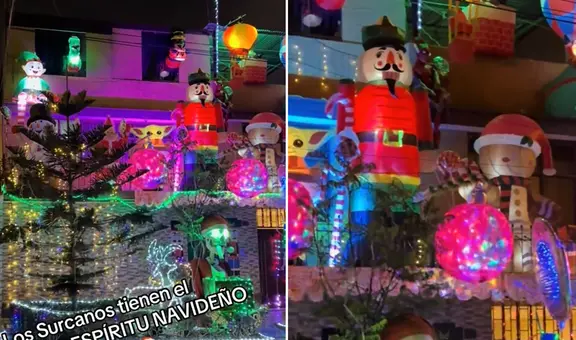 Familia en Surco sorprende al decorar su casa con figuras enormes de El Grinch, Papá Noel, entre otros: "El real sentimiento navideño"