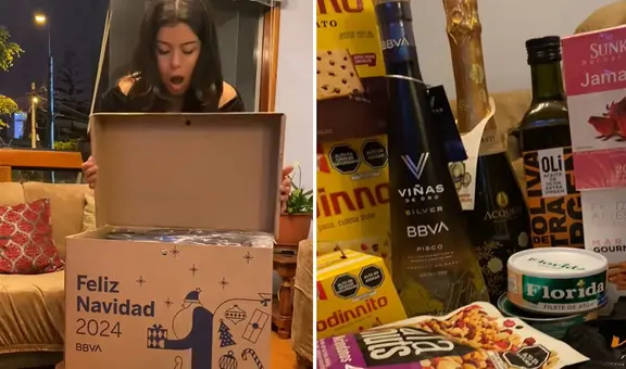 Peruana muestra su canasta navideña del BBVA y usuarios bromean: “En mi trabajo ni saludan”