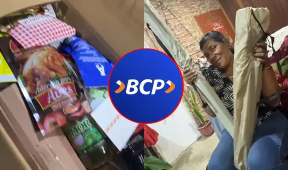 Trabajadora del BCP muestra su canasta navideña y usuarios se asombran con los productos: “Vino hasta sombrilla”