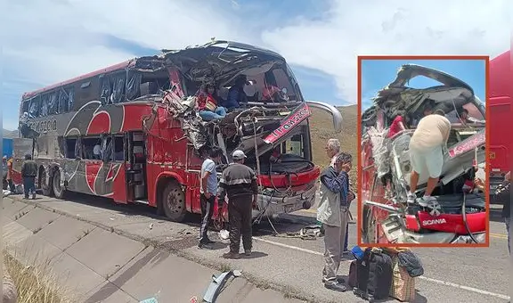 Bus interprovincial choca contra cerro en la carretera Arequipa - Puno: un muerto y varios pasajeros heridos
