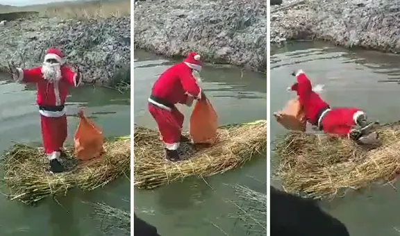 ‘Papá Noel’ cruzó el lago Titicaca, pero sucede lo peor: “Sintió el verdadero Polo Norte”