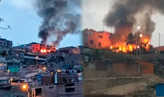 Incendio de grandes proporciones en Asentamiento Humano de VMT: cuatro unidades de bomberos enfrentan el siniestro