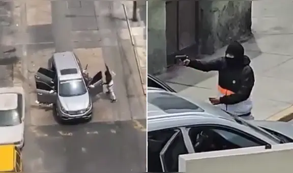Sujetos armados bajan a chofer de su auto y le roban en Breña: vecinos grabaron atraco y huida