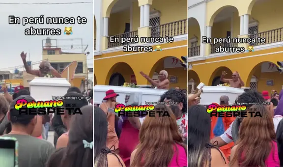 Adulto mayor desfila en pasacalle de fin de año sobre un ataúd y redes estallan: "En Perú nunca te aburres"