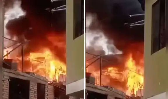 Fuerte incendio consume vivienda de drywall en el sector bocanegra en Callao