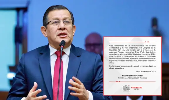 Eduardo Salhuana viajó a China en medio de cuestionamientos: "Retornaré al país en el más breve plazo"