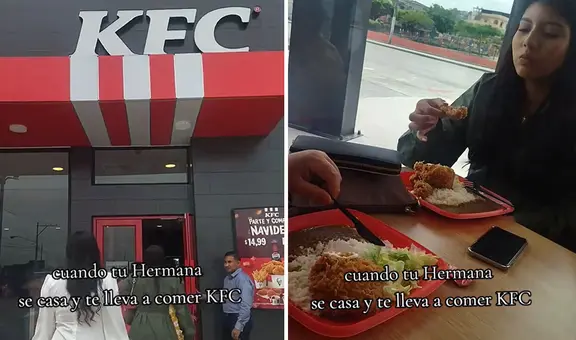 Novios se casaron y llevaron a sus invitados al KFC: “Pollo frito, arroz y lentejas”