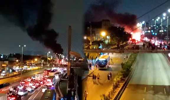 Fuerte incendio se registra en plena av. Evitamiento, en Rímac: reportan congestión vehicular debido al siniestro