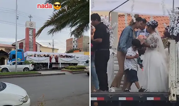 Recién casados se trasladan en un tráiler después de su boda y causan furor en redes