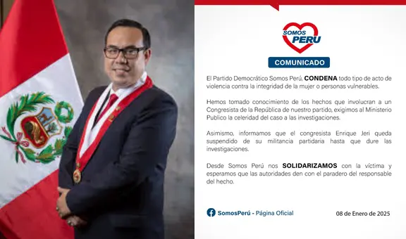 Somos Perú suspendió militancia de congresista José Jerí tras denuncia por violación sexual