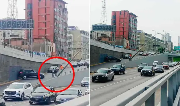 Tráfico en la Vía Expresa: camioneta impacta contra poste y provoca cierre de estaciones México y Estadio Nacional