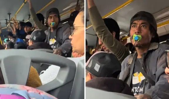 Captan a pasajero con su chupón en bus y genera curiosidad en redes: "A lo mejor le calma la ansiedad"