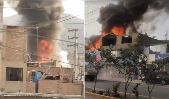 Incendio de grandes magnitudes consume vivienda en Comas: 9 unidades de bomberos atienden siniestro