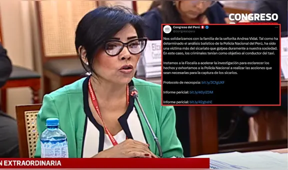 Alejandra Aramayo culpa a "funcionario de confianza" de Presidencia del Congreso por comunicado sobre muerte de Andrea Vidal