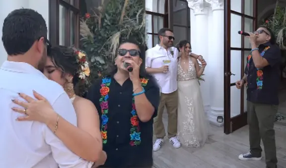 Mauricio Mesones cantó 'La cumbia del amor' en la boda de Giacomo Bocchio y Brenda Dávila: "Cumplió su promesa"