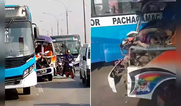 Accidente en la Panamericana Norte: choque entre bus y cúster deja varios heridos y personas atrapadas en Los Olivos