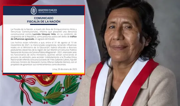 Lucinda Vásquez: Fiscalía presentó denuncia constitucional contra congresista por presunta filtración de prueba de docentes