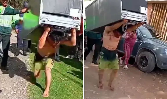 Hombre es obligado a cargar el refrigerador que intentó robar en Huancayo: víctima lo perdonó y le ofreció empleo