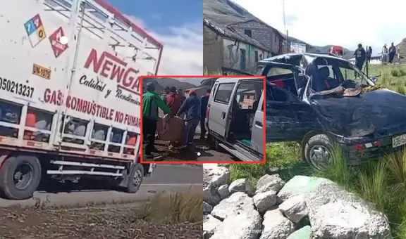 Violento choque entre auto y camión de gas termina con la vida de una madre de familia y deja 4 heridos en Puno