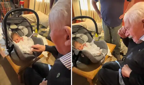 Hombre conoce a su bisnieto y el tierno momento es viral: “Fue testigo de su legado”