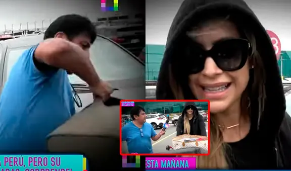 Milett Figueroa retorna al Perú y le pide a reportero de ‘Amor y Fuego’ que cargue su maleta