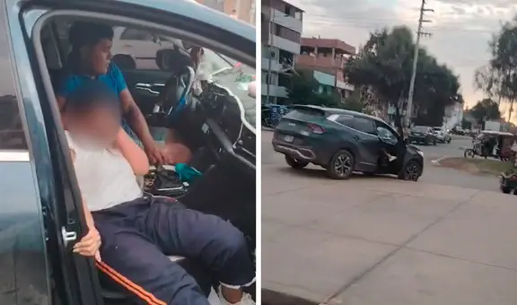 Captan en video el momento exacto en que conductor agrede y secuestra a su pareja en Trujillo