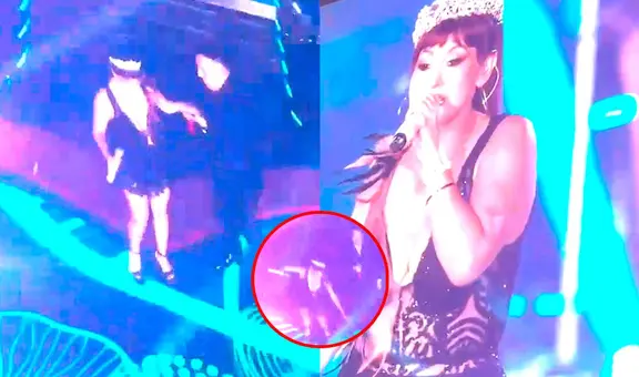Yrma Guerrero casi sufre fuerte caída en concierto de Corazón Serrano y causa tremendo susto en el escenario
