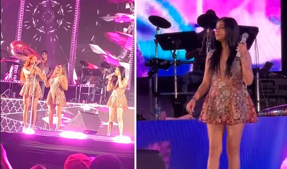 Cielo Fernández, nueva cantante de Corazón Serrano, sufre inesperado incidente en pleno concierto y Briela Cirilo la auxilia