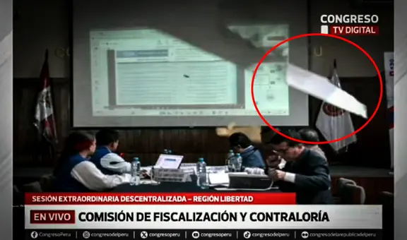 Desplome de techo interrumpe sesión de la Comisión de Fiscalización del Congreso en La Libertad