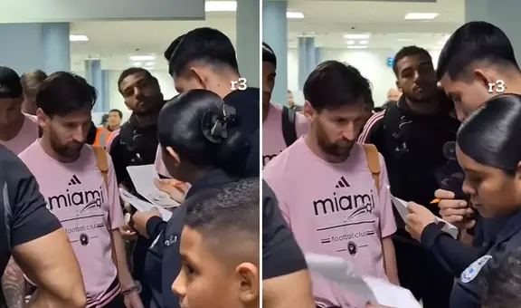 Joven duda de la identidad de Messi en aeropuerto y el momento es viral: "Una persona igual a cualquiera"