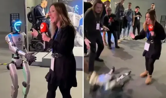 Reportera prueba en vivo la 'resistencia' de robot y lo derriba de un empujón: empresa responde