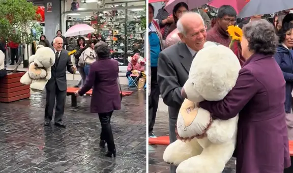 ¡El último romántico! Adulto mayor logró reencontrarse con su amor del pasado y la espero bajo la lluvia